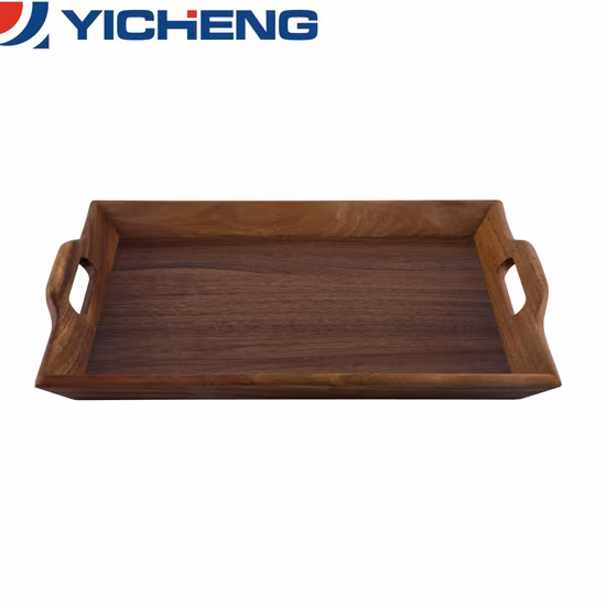 Rustic Wooden/Wood Serving Tray with Metal Handles for Tea/Wine/Coffee/Meal