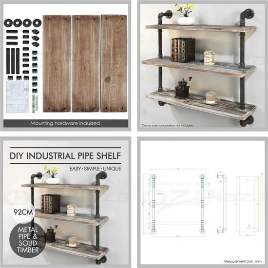 Prateleiras de madeira Decoração de montagem Móveis Prateleira de parede flutuante