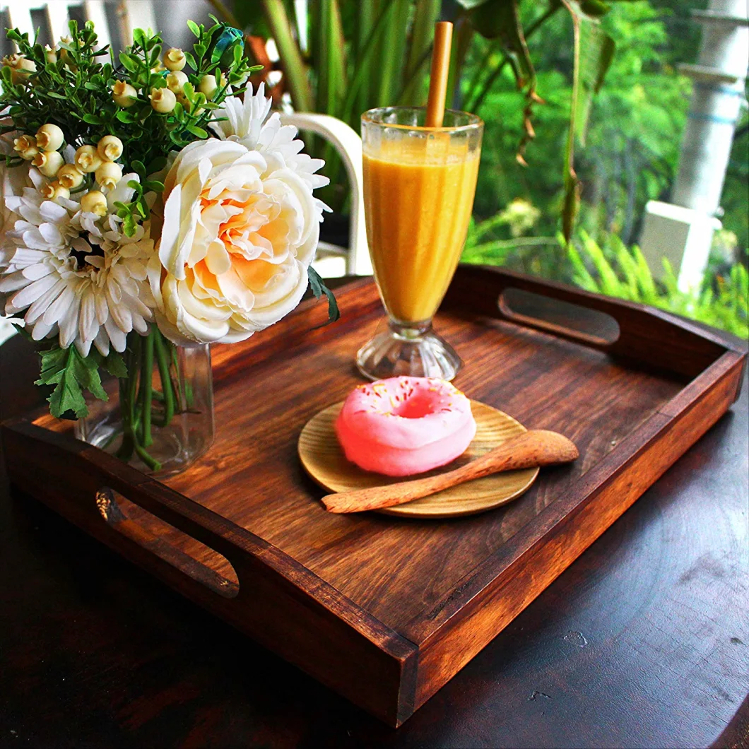 Rustic Wooden/Wood Serving Tray for Cakes/Coffee/Tea/Food/Breakfast