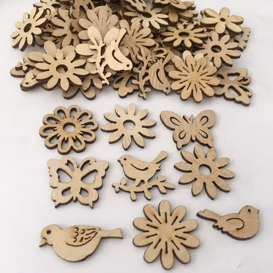 2023 Crafts Laser Cut MDF Wood House Xmas Tree Hanging Decor Ornament Sublimation Cutout Wooden Christmas Decorations