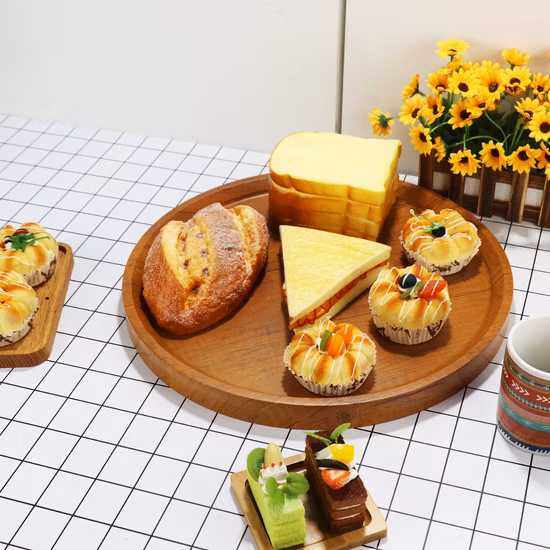 Recipiente de comida de madeira mesa de armazenamento bandeja de frutas
