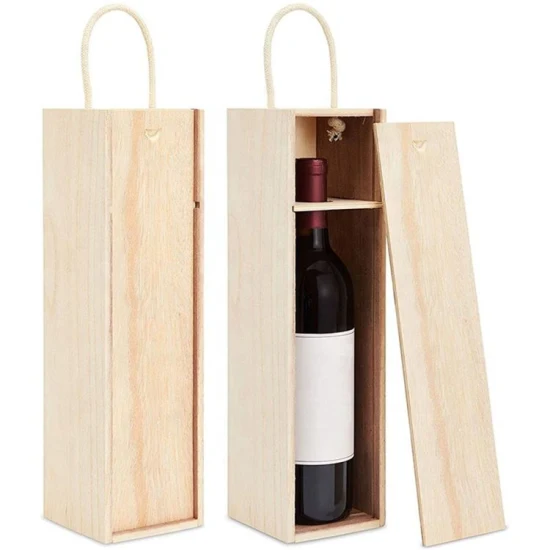 Atacado conjunto de caixa de madeira de cor vermelha e acessórios para vinho Conjunto de presente e caixa de vinho de madeira única
